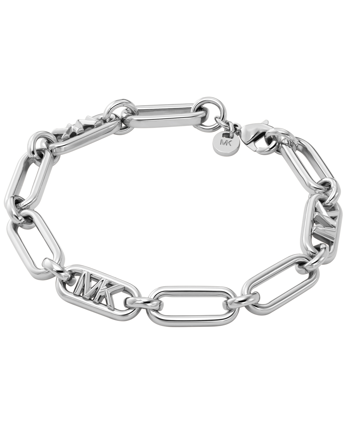 Michael Kors Platinum Plated Empire Link Chain Bracelet In Silver
