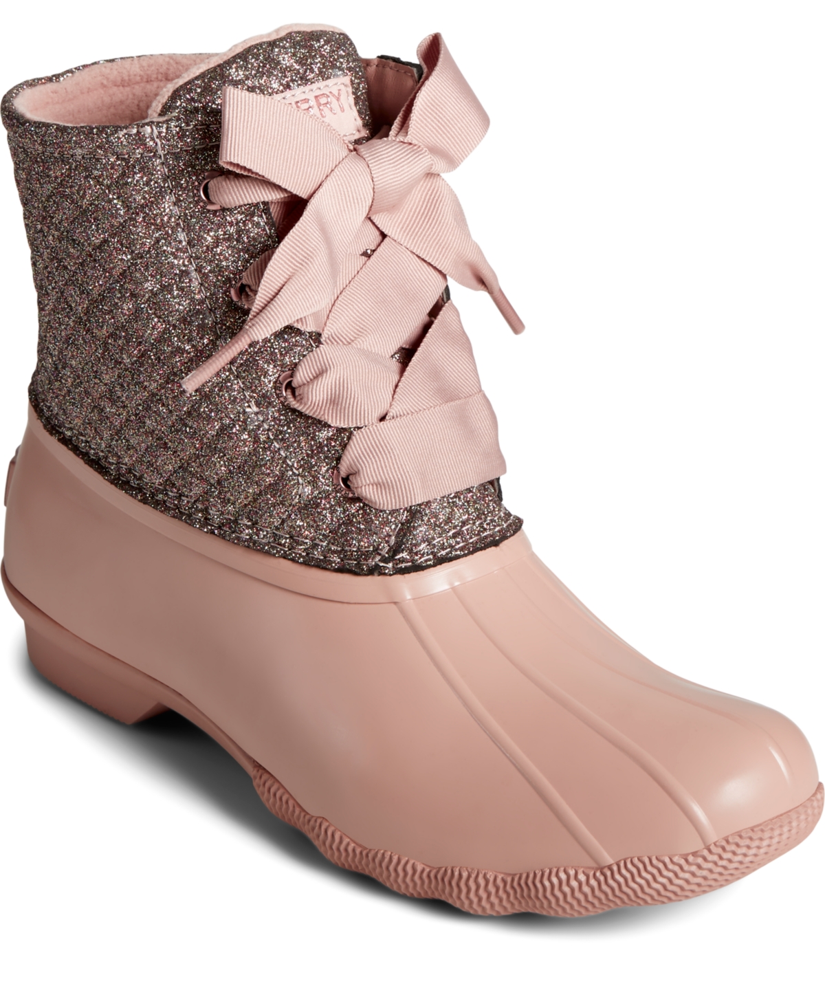 Sperry Saltwater Shimmer Duck Narrow Calf Boots In Rose