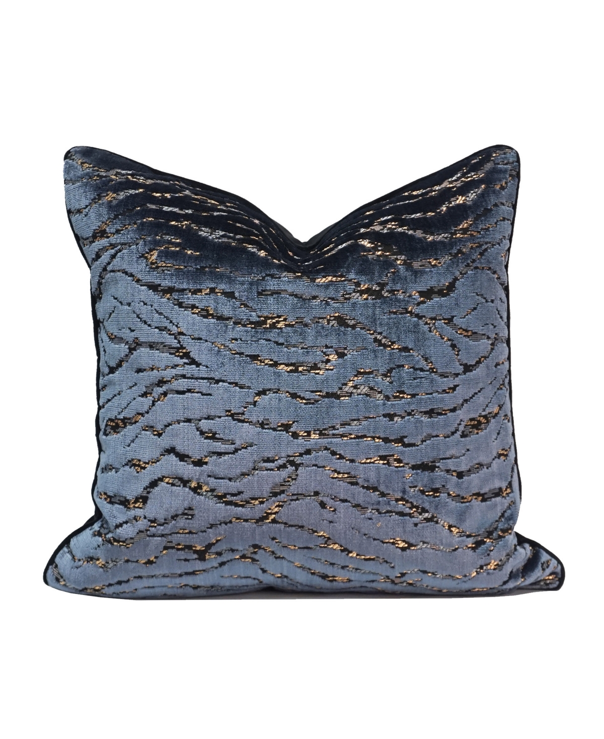 Millihome Zebra Cut Velvet Decorative Pillow, 20" X 20" In Ocean