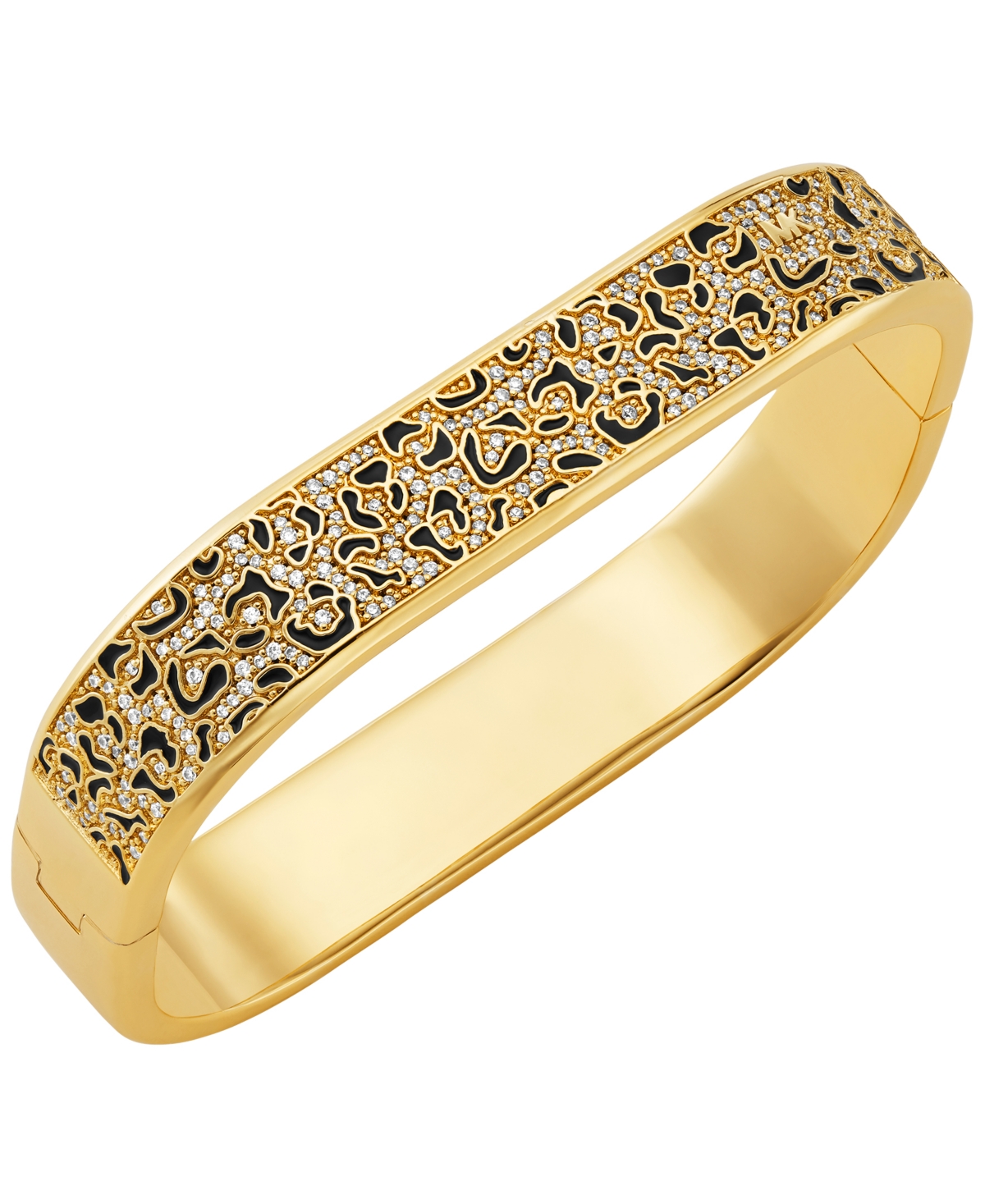 Michael Kors Plated Cheetah Print Bangle Bracelet In Gold
