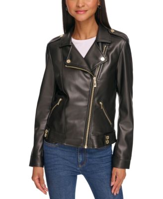 KARL LAGERFELD PARIS Women s Faux Leather Moto Jacket Macy s