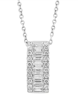 EFFY&reg; Diamond Baguette & Round Vertical Bar 18" Pendant Necklace (1/2 ct. t.w.) in 14k Gold (Also available in 14k White Gold)