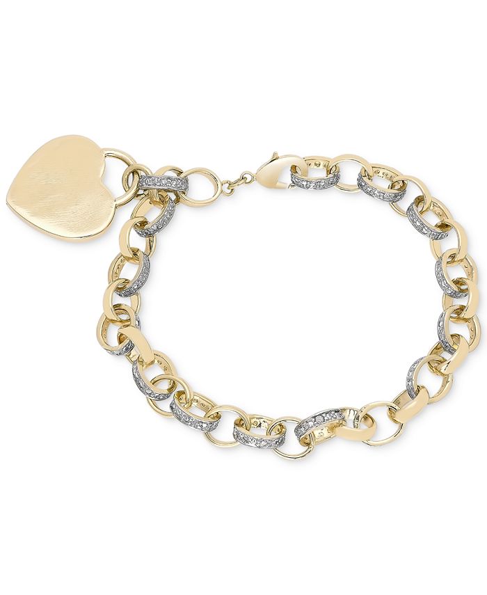 Collection Sterling Silver Yellow-Gold Plated Heart Tag Bracelet,  7.5 : : Clothing, Shoes & Accessories