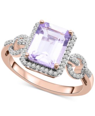 Macy's - Rose de France Amethyst (2 ct. t.w.) & Diamond (1/10 ct. t.w.) Ring in Sterling Silver & 14k Rose Gold-Plate