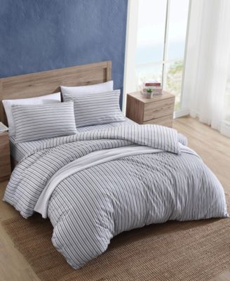 Coleridge Stripe Cotton Reversible Duvet Cover, Twin