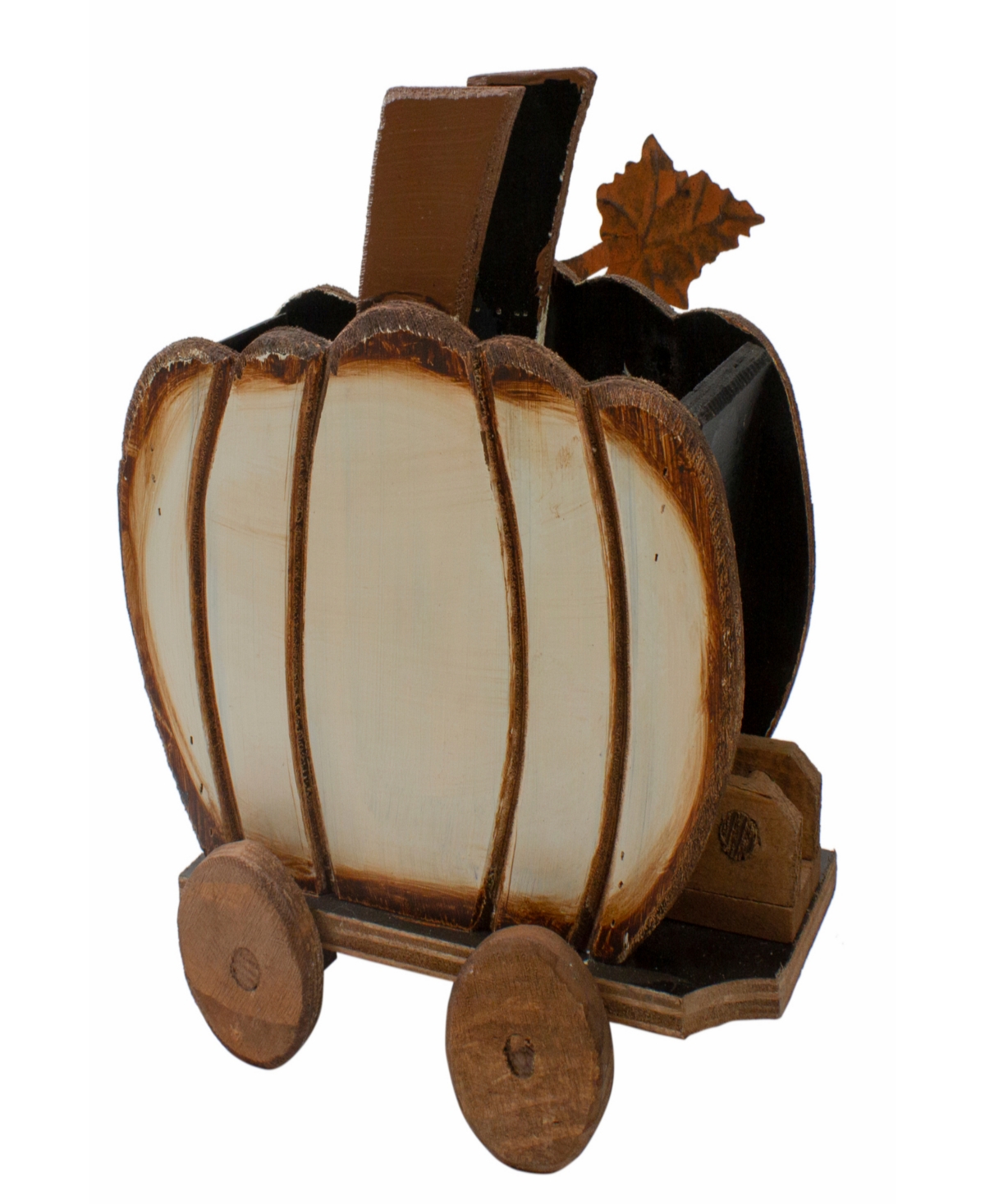 Shop Northlight 10.5" Fall Harvest Wooden Pumpkin Cart Tabletop Decoration In Brown