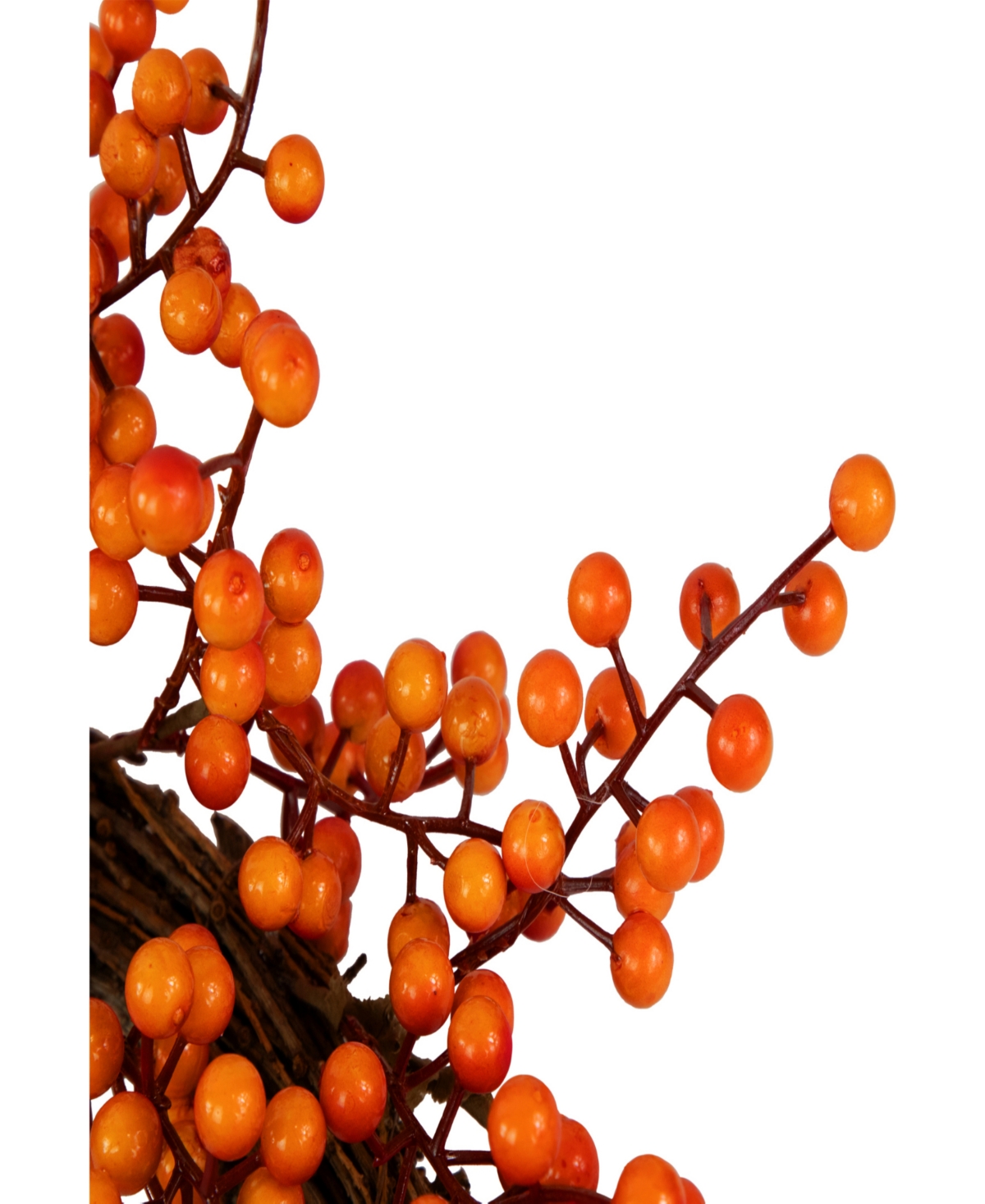 and Orange Berries Artificial Fall Harvest Twig Wreath Unlit - Red