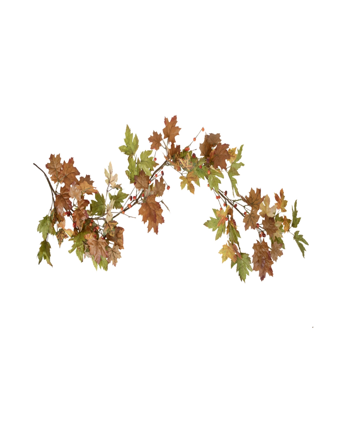 5' x 8" Maple Leaves and Berries Artificial Fall Harvest Garland Unlit - Brown