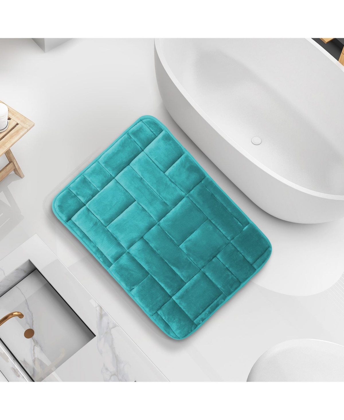 Ultra Soft Non-Slip Plush Memory Foam Bath Rug - Small 17