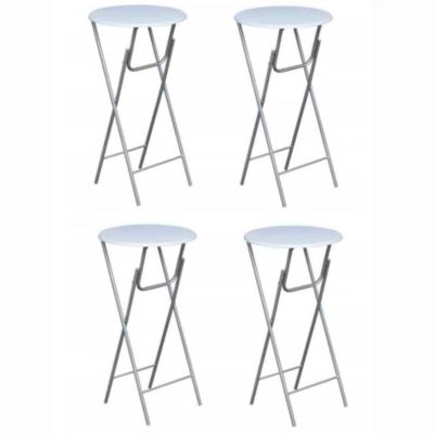 Bar Table Set of 4 Cream MDF Tabletop, Iron Legs Standard