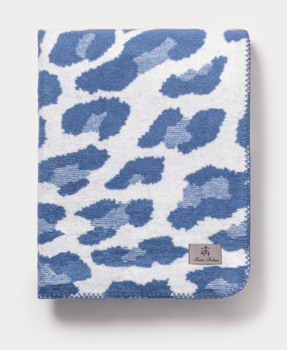 Brooks Brothers Leopard Luxury Cotton Throw Bedding In Blue