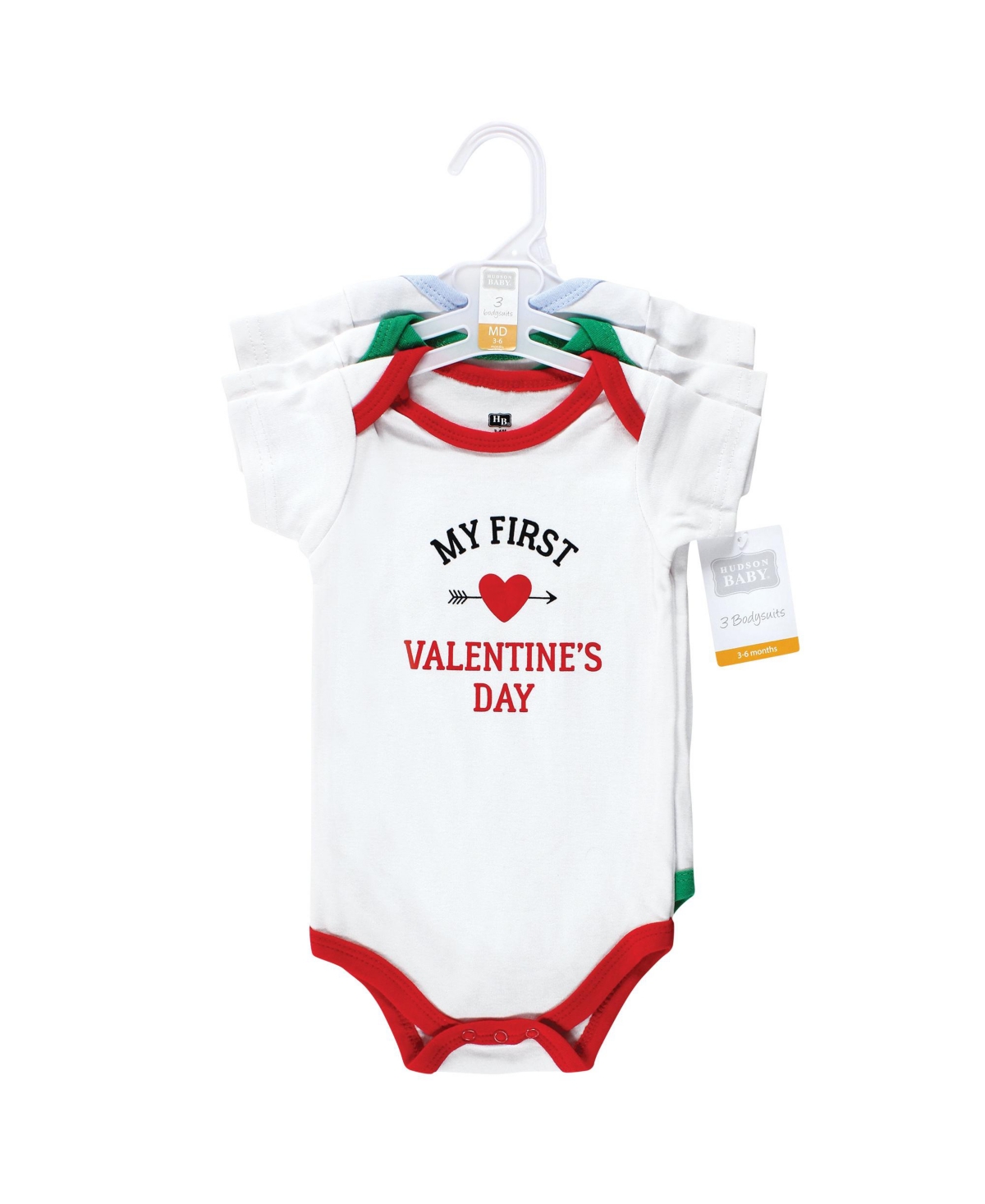 Hudson Baby Baby Boys Cotton Bodysuits First Valentine Easter, 3-Pack