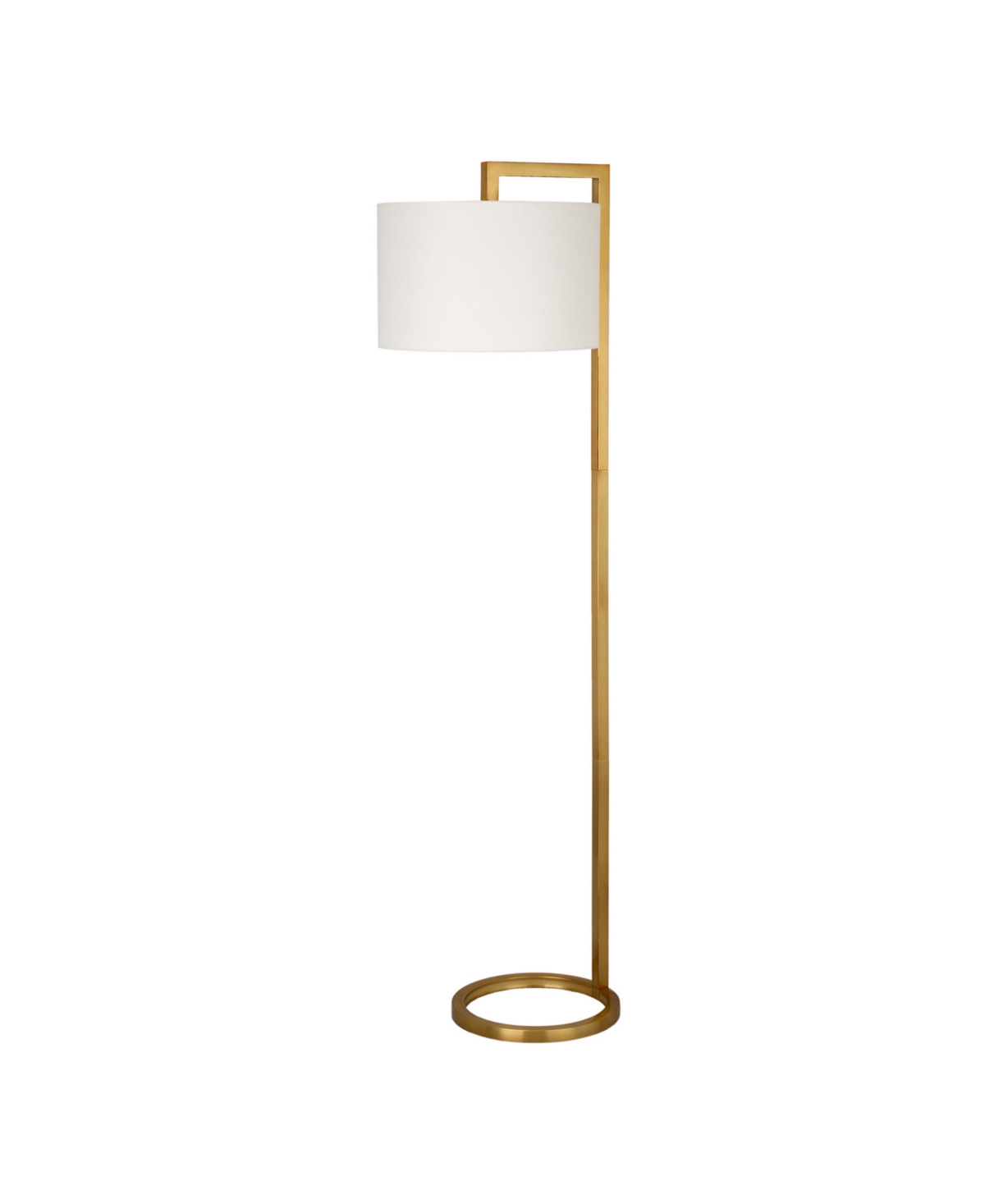 Hudson & Canal Grayson 64" Linen Shade Tall Floor Lamp In Brass