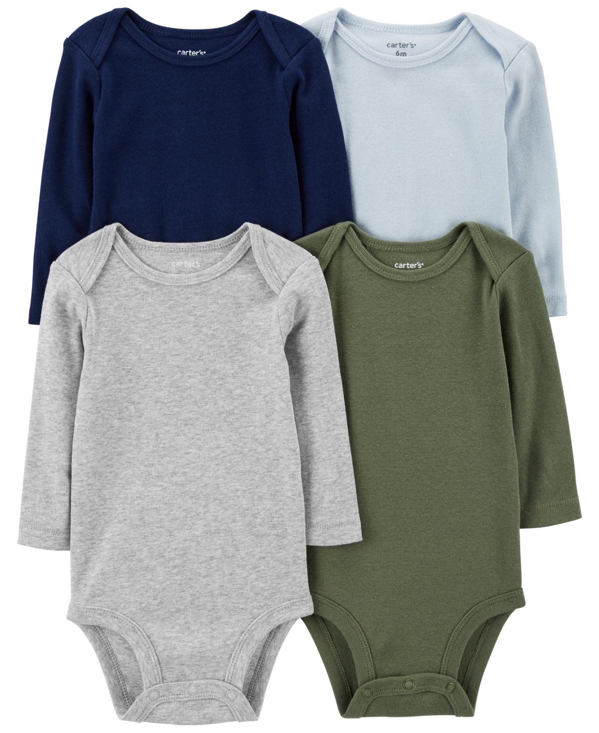 Carter's Baby Boys Long Sleeve Bodysuits, Pack Of 4 In Blue Multi