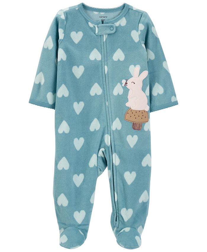 Carter's Baby Girls Bunny Heart Zip Up Fleece Sleep and Play Macy's