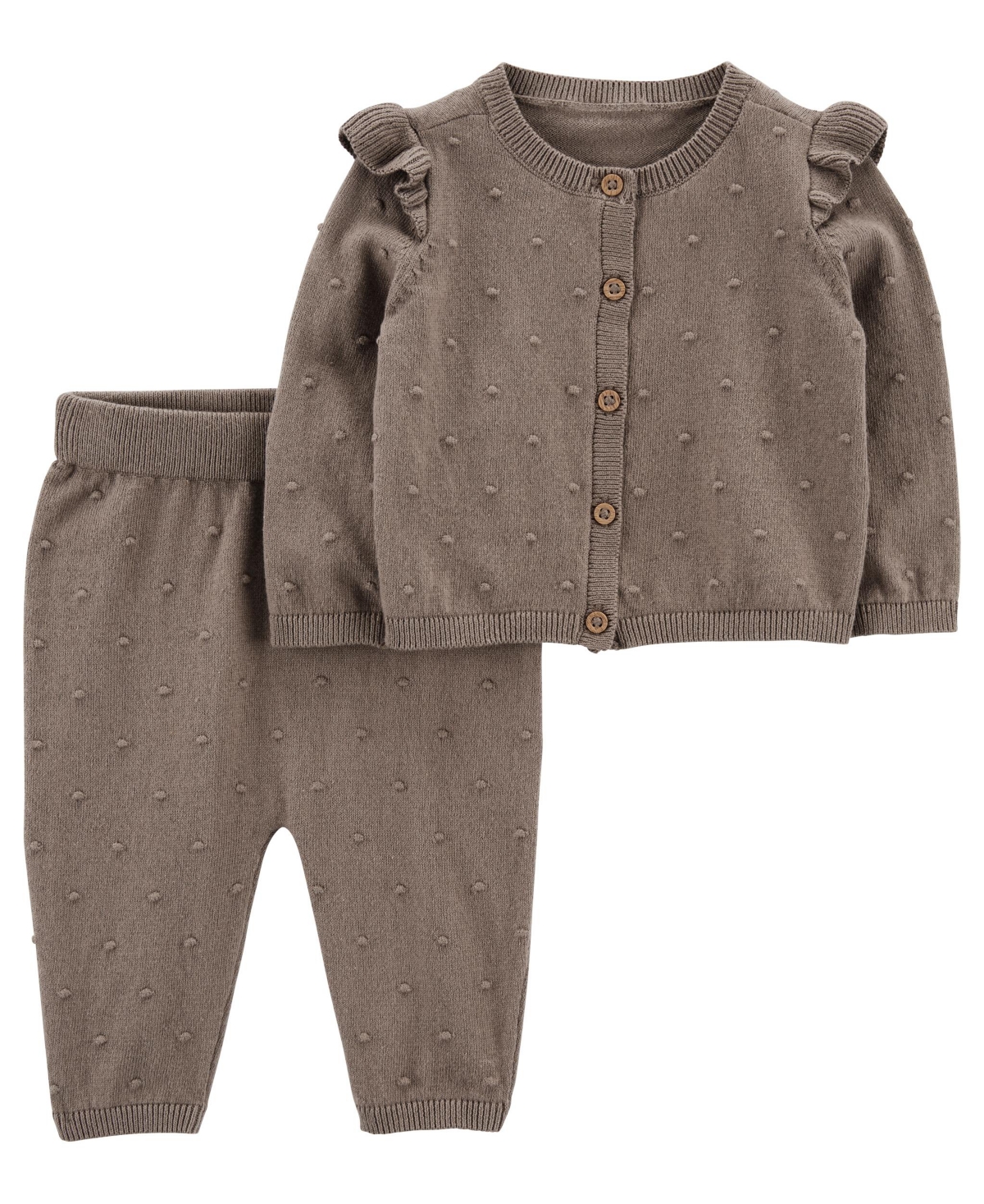 Carter's Baby Girls Button Front Cardigan And Pant, 2 Piece Set In Brown