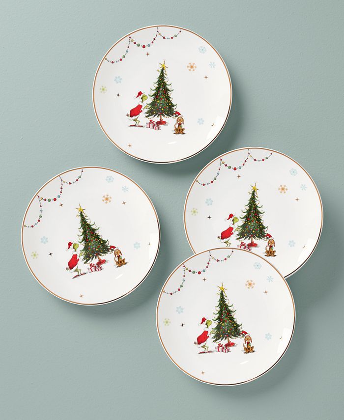 Lenox Merry Grinchmas Porcelain Dinner Plates, Set Of 4 - Macy's