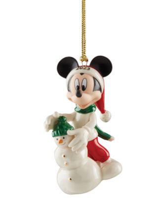 Lenox - 2023 Mickey & Snowman Porcelain Gold-Trim Ornament