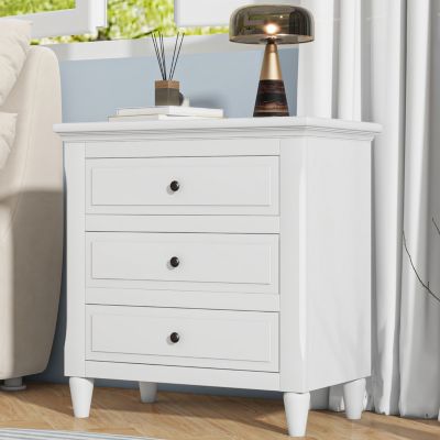 1 PC Wood 3-Drawer Storage Cabinet Nightstand