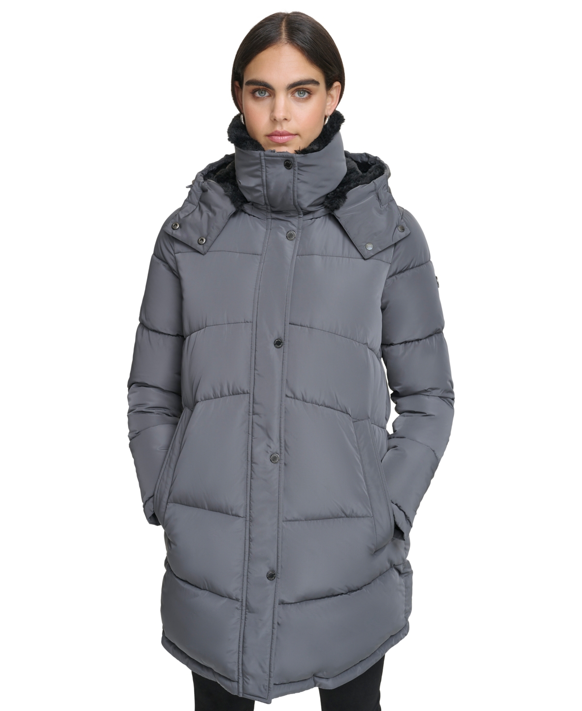 Calvin Klein Women's Faux-Fur-Trim Hooded Puffer Coat, Created for Macy's