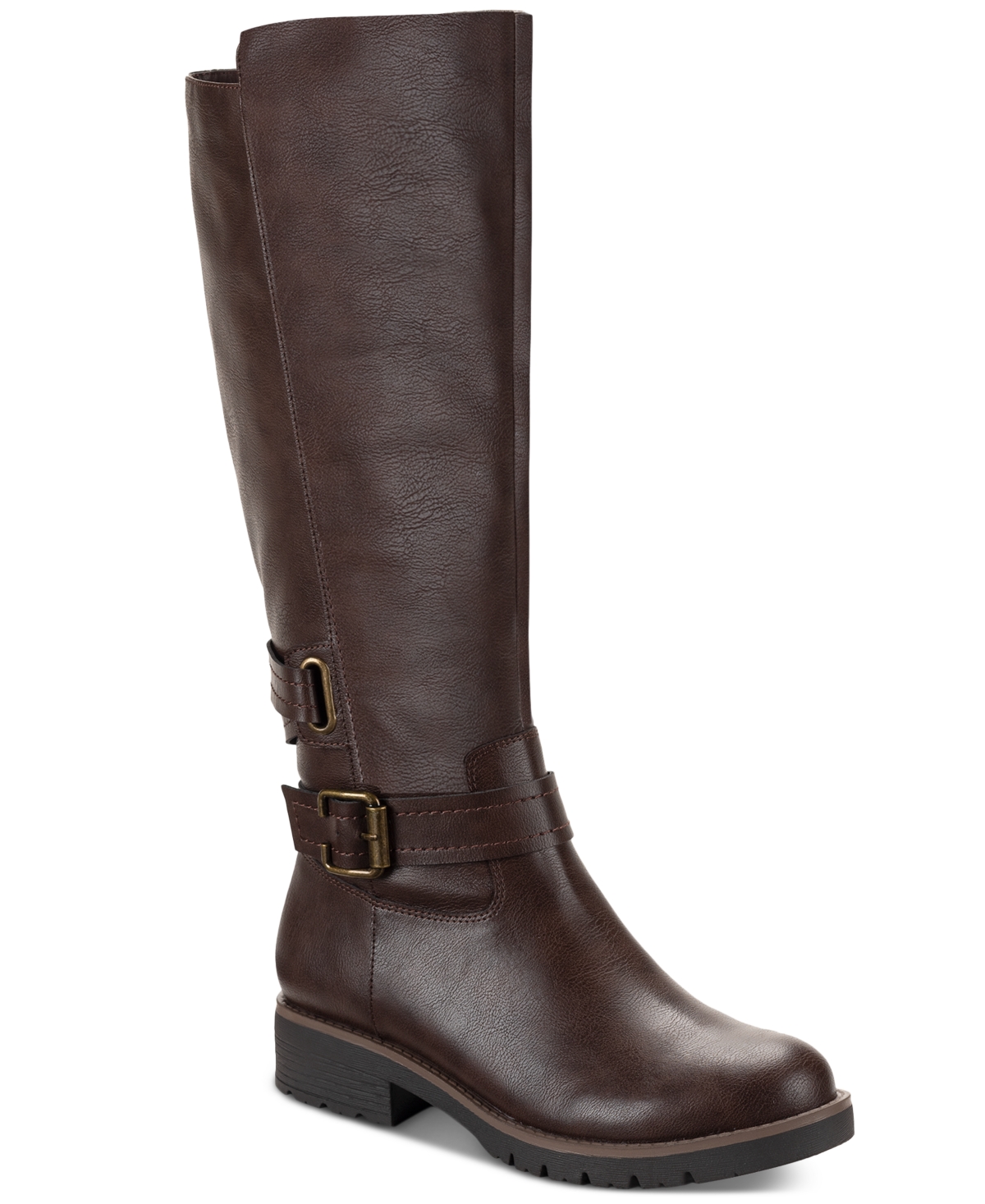Sun + Stone Women's Blakelyy Buckled Riding Boots, Created For Macy's In Chocolate