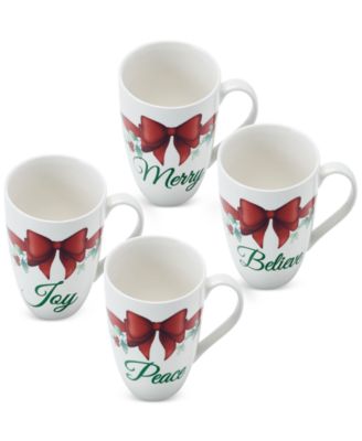 Holiday Sentiment Mugs, Set of 4