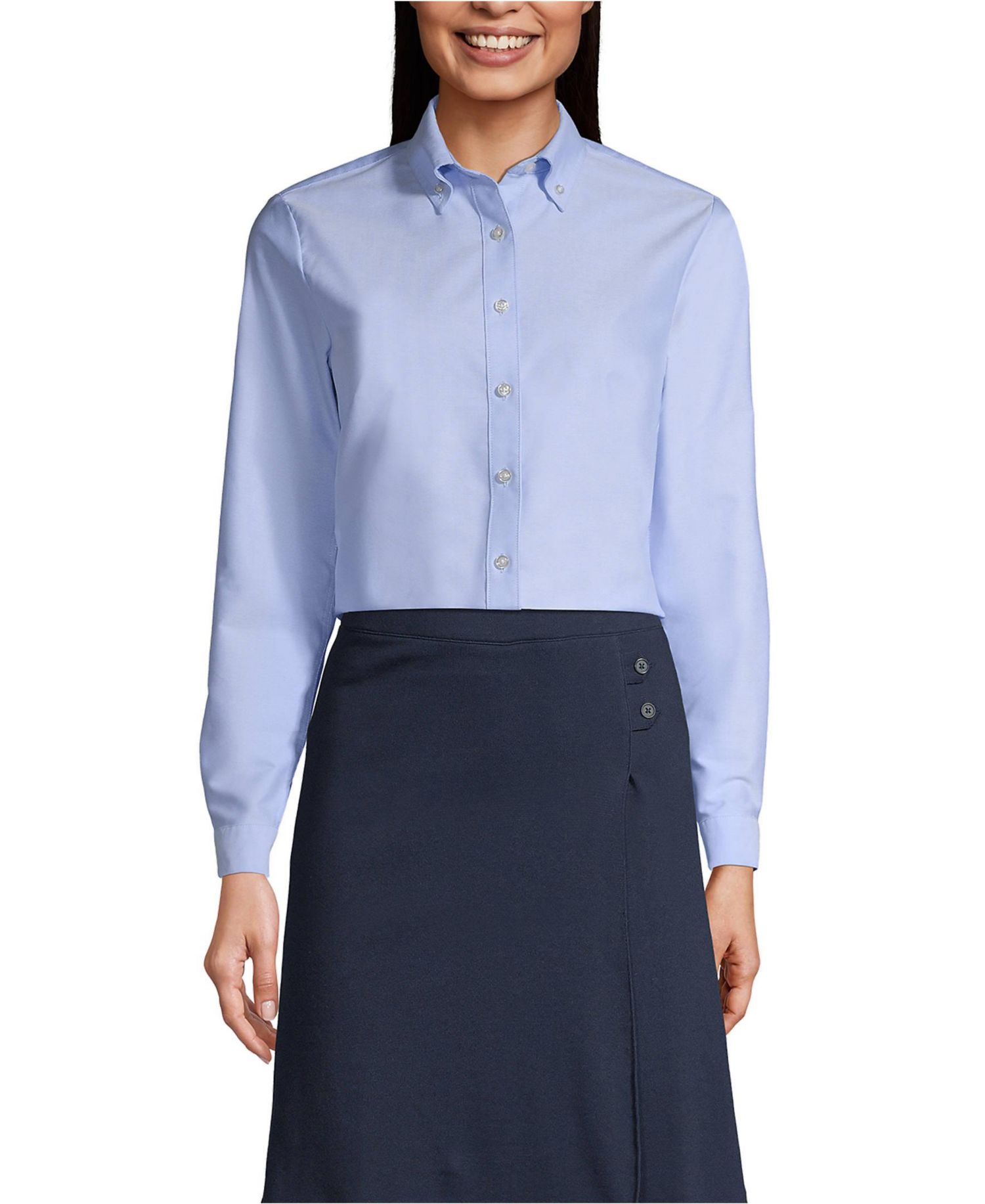 School Uniform Women's Long Sleeve Oxford Dress Shirt