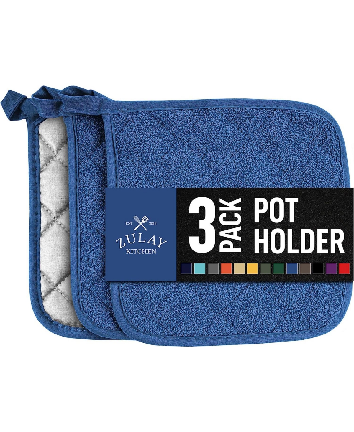 3-Pack Cotton Pot Holders for Kitchen - Heat Resistant, Machine Washable, & Comfortable Grip Oven Hot Pads - Purple