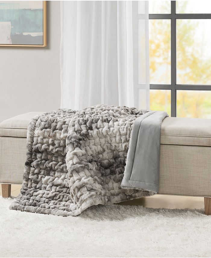 Alpine Valley Ruched Faux Fur Throw, 50" x 60" Macy's