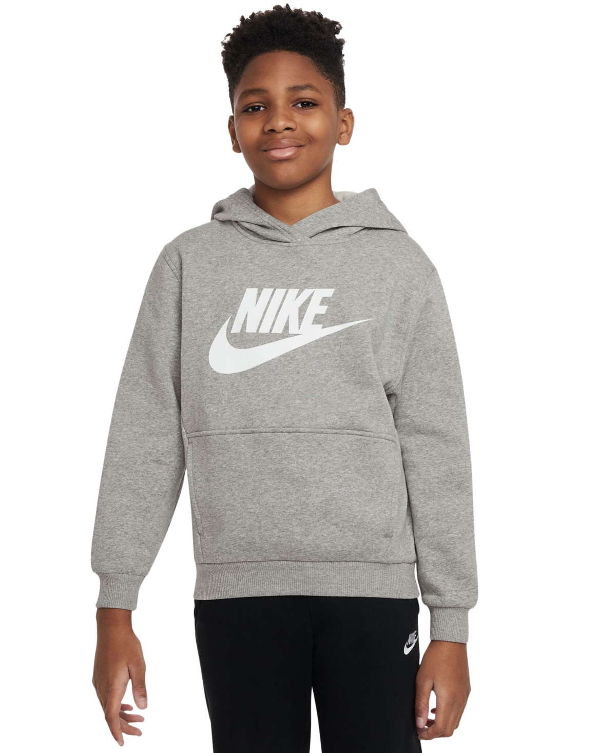 Nike Big Kids' Sportswear Club Fleece Hoodie In Dark Grey Heather,white