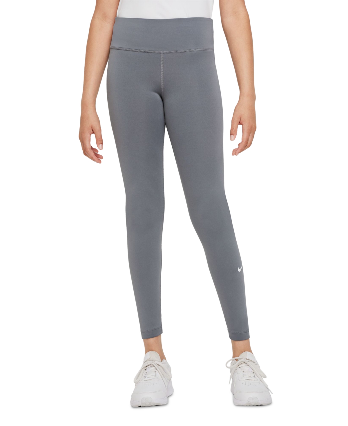 Shop Nike Girls Dri-fit One Leggings In Smoke Grey,white