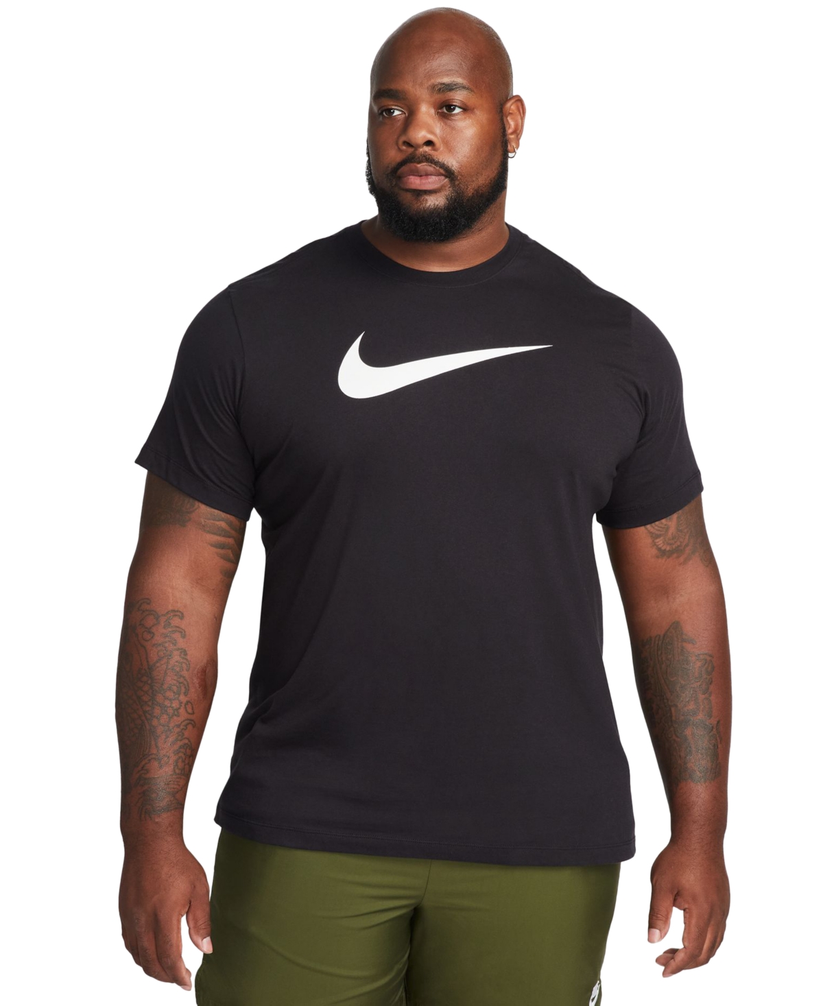 Shop Nike Sportswear Men's Swoosh Short-sleeve Crewneck T-shirt In Black,white