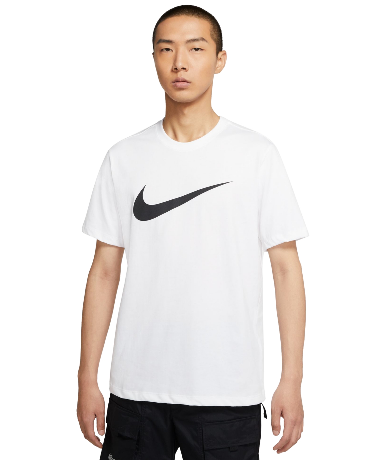 Shop Nike Sportswear Men's Swoosh Short-sleeve Crewneck T-shirt In White,black