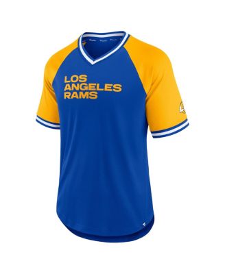 Men's Royal Los Angeles Rams Second Wind Raglan V-Neck T-shirt