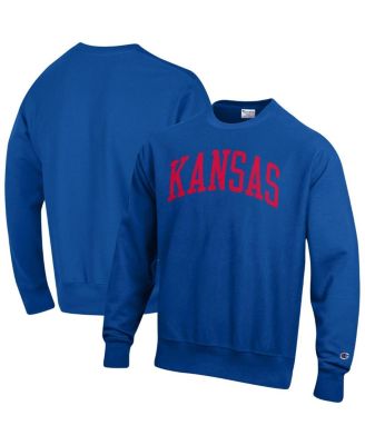 Men's Royal Kansas Jayhawks Arch Reverse Weave Pullover Sweatshirt