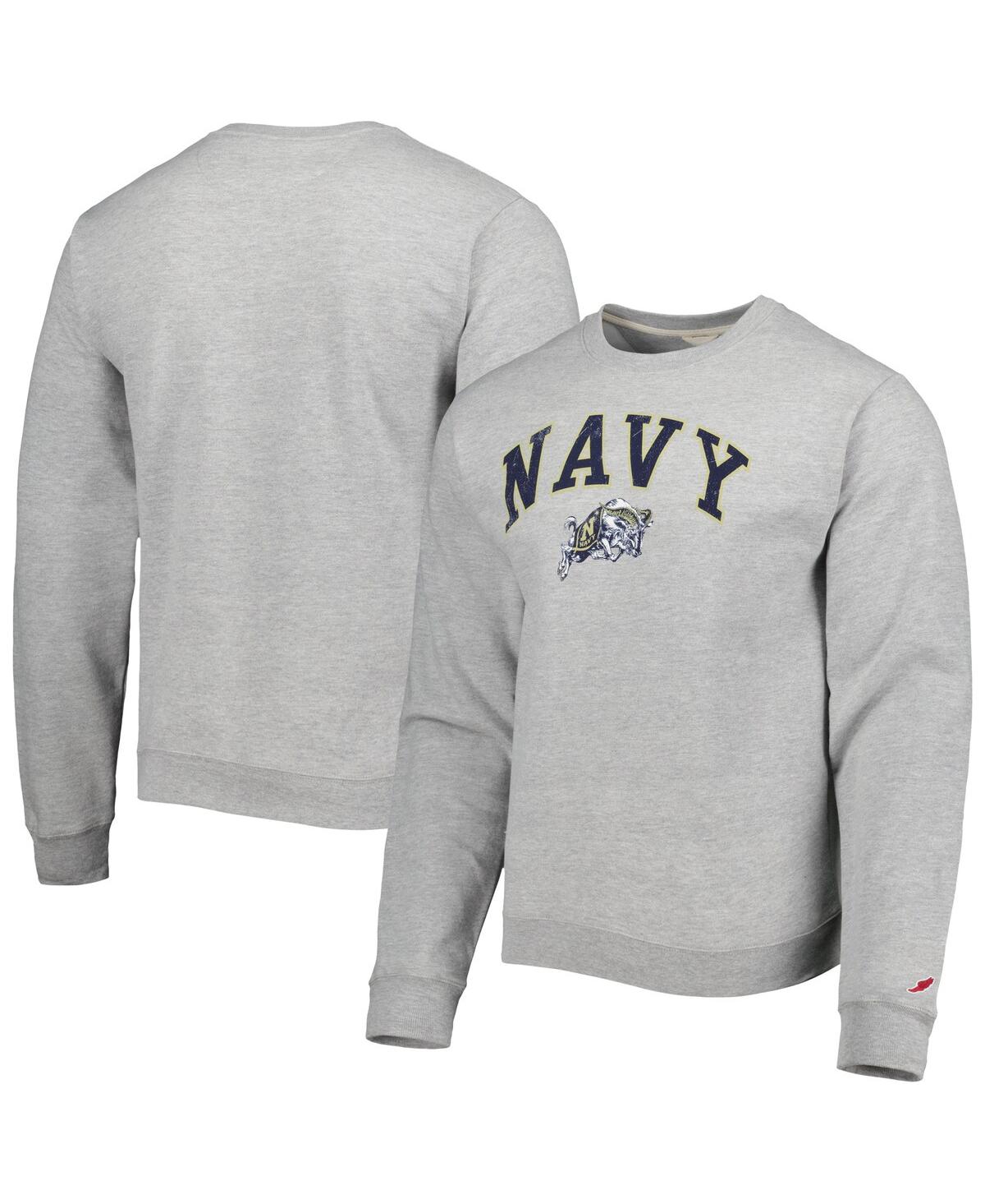 Shop League Collegiate Wear Men's  Heather Gray Navy Midshipmen 1965 Arch Essential Lightweight Pullover S