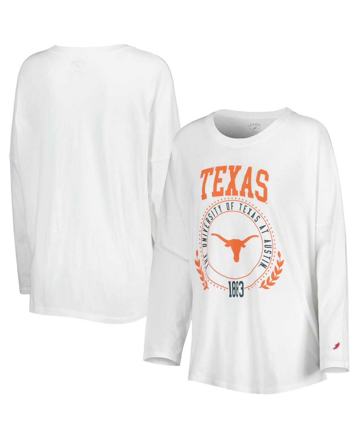 League Collegiate Wear Women's  White Texas Longhorns Clothesline Oversized Long Sleeve T-shirt
