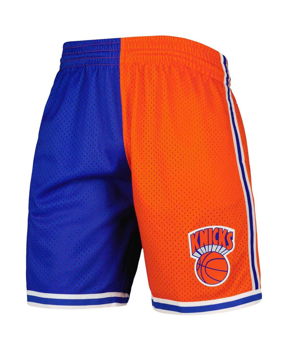 Shop Mitchell & Ness Men's  Blue, Orange New York Knicks Hardwood Classics 1991 Split Swingman Shorts In Blue,orange