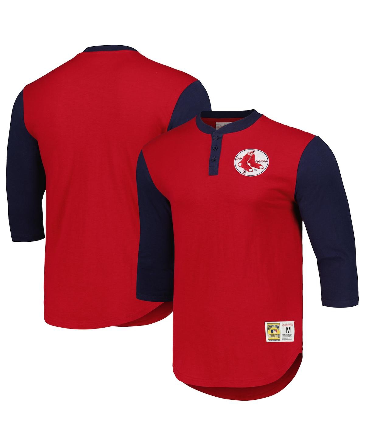 Mitchell & Ness Men's  Red Boston Red Sox Cooperstown Collection Legendary Slub Henley 3/4-sleeve T-s In Red