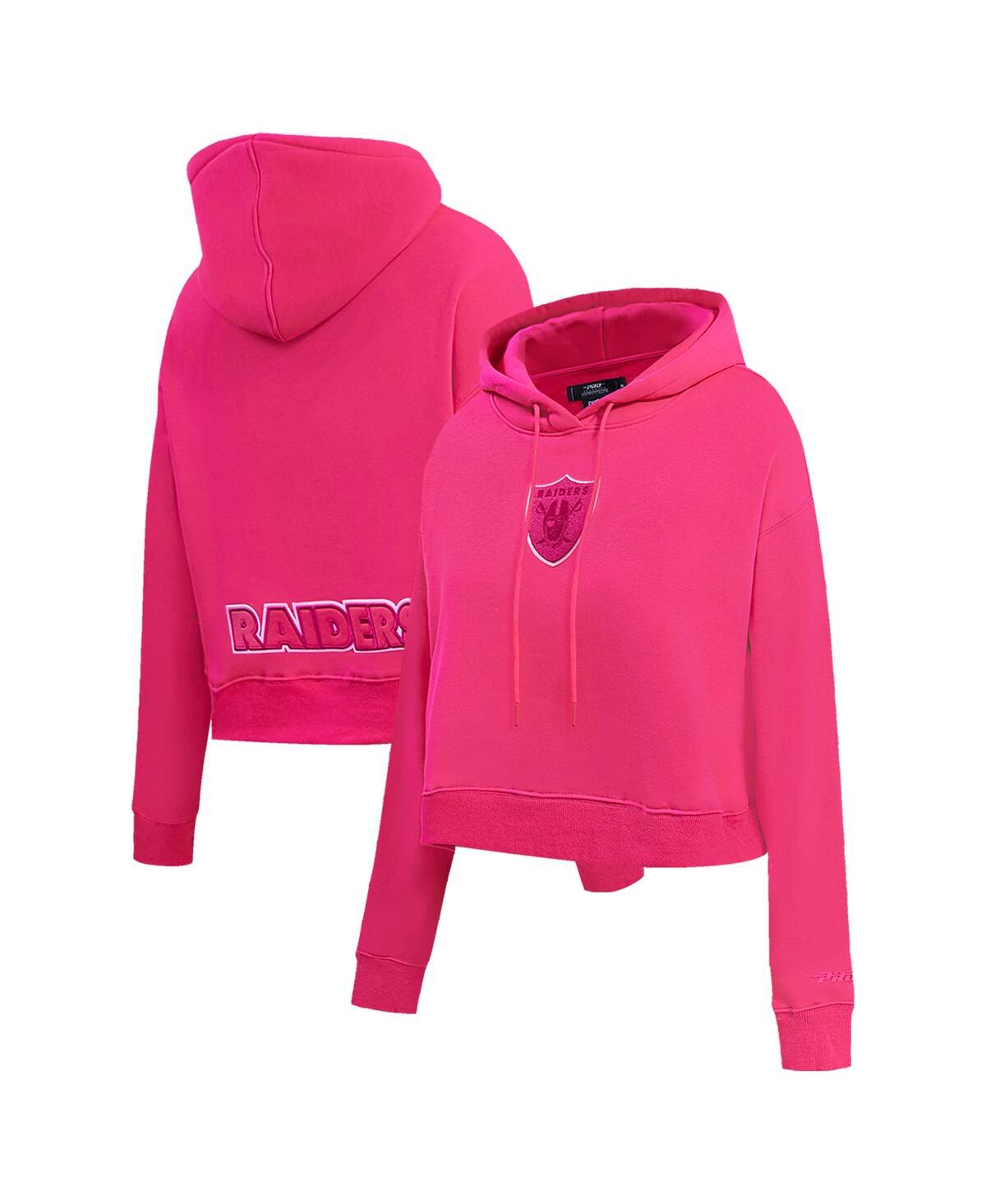Pro Standard Women's Pink Miami Dolphins Triple Pink Cropped Fleece Pullover Hoodie In Pink