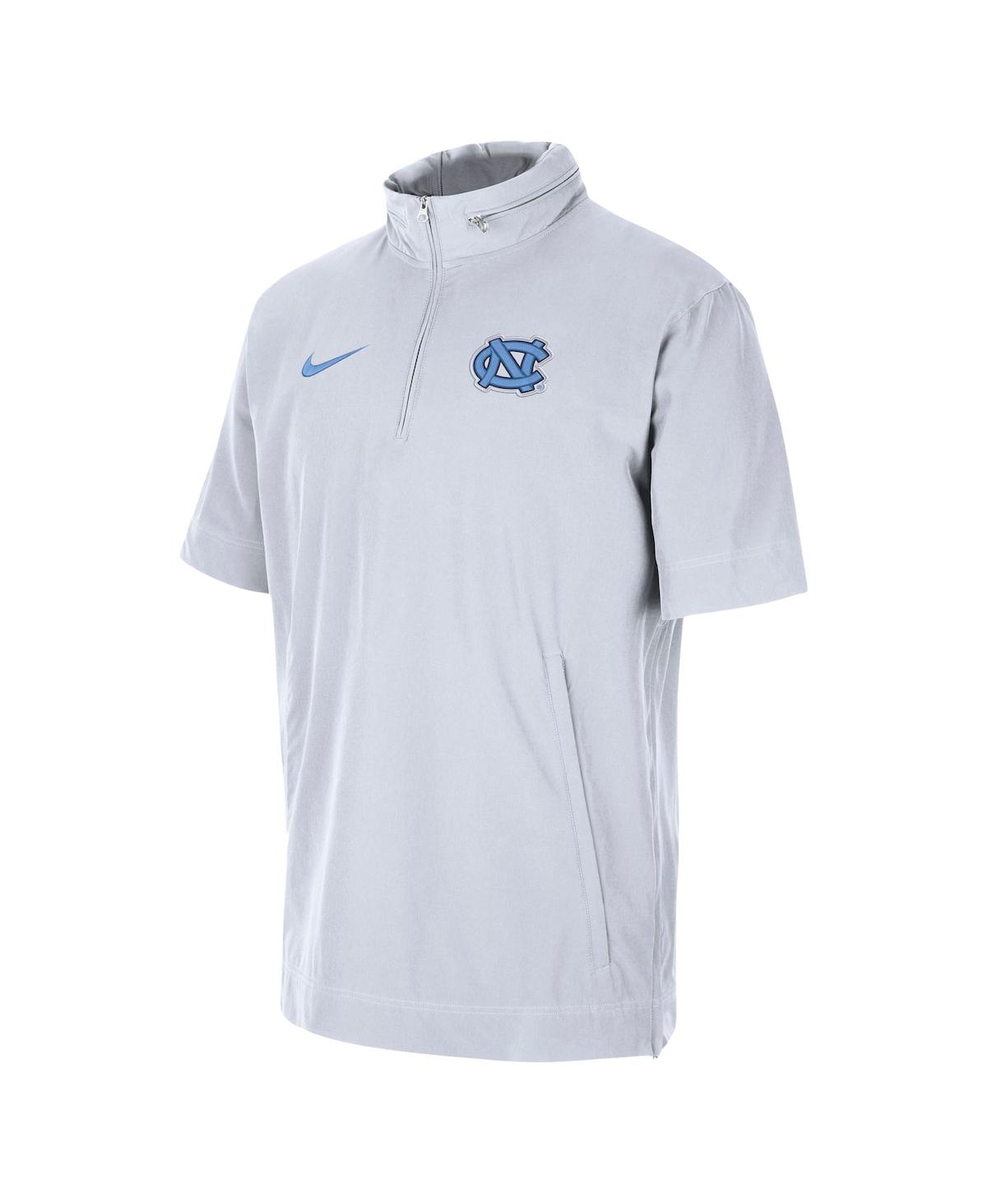 Shop Nike Men's  White North Carolina Tar Heels Coaches Half-zip Short Sleeve Jacket