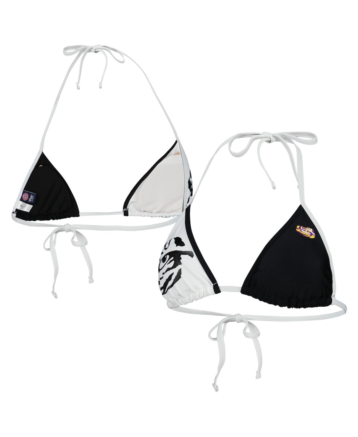 Shop G-iii 4her By Carl Banks Women's  Black, White Lsu Tigers Play Action Bikini Top In Black,white