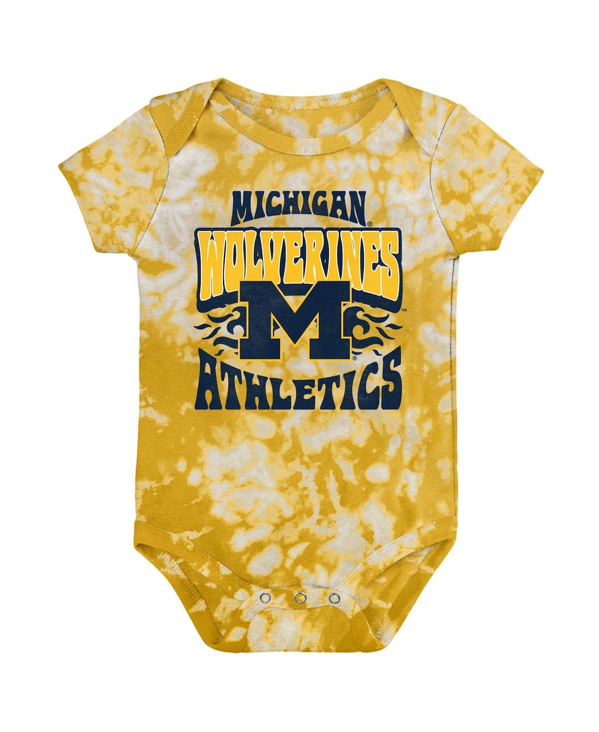 Outerstuff Babies' Newborn And Infant Boys And Girls Maize Michigan Wolverines Lil Rocker Tie-dye Bodysuit