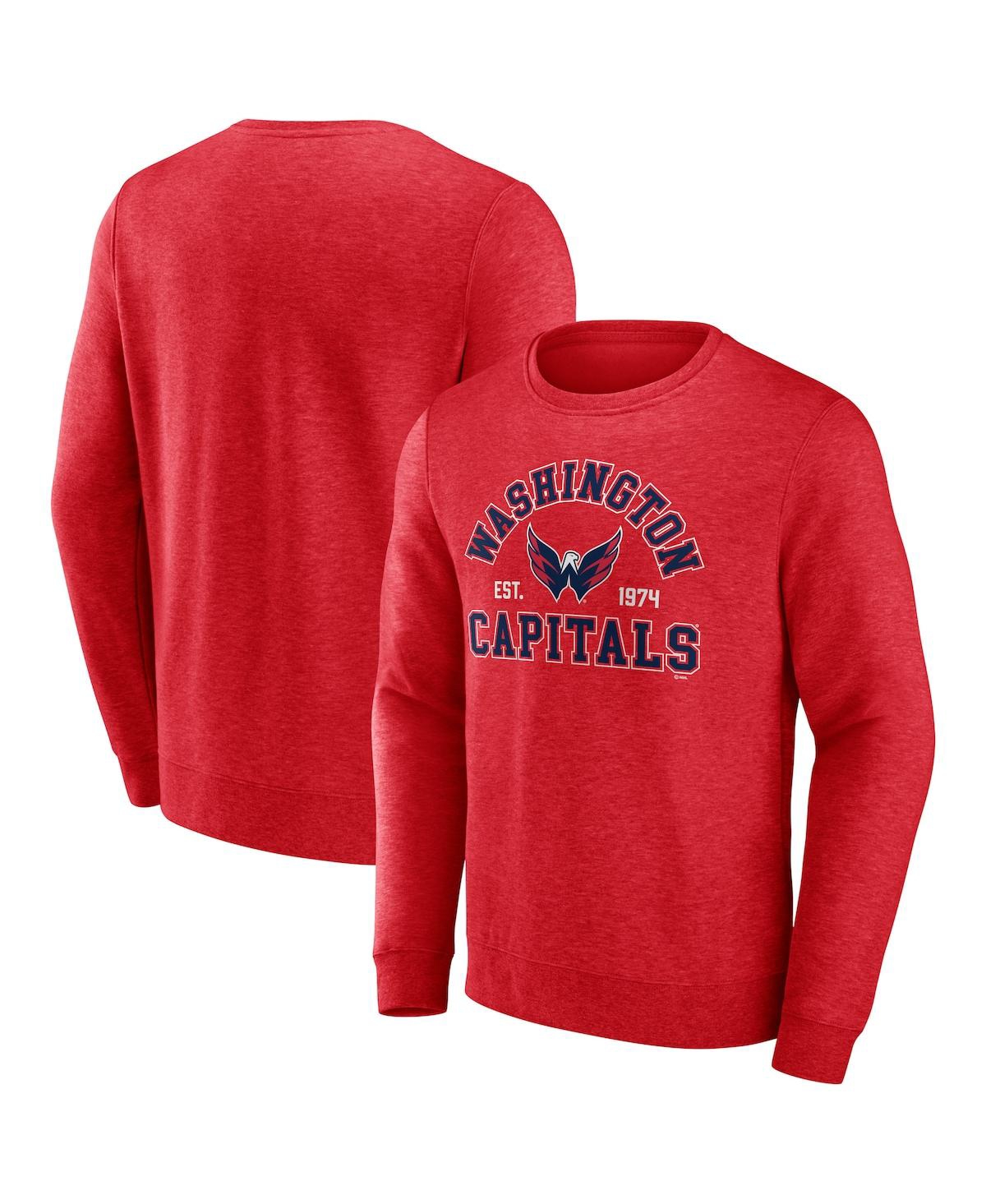 Shop Fanatics Men's  Red Washington Capitals Classic Arch Pullover Sweatshirt