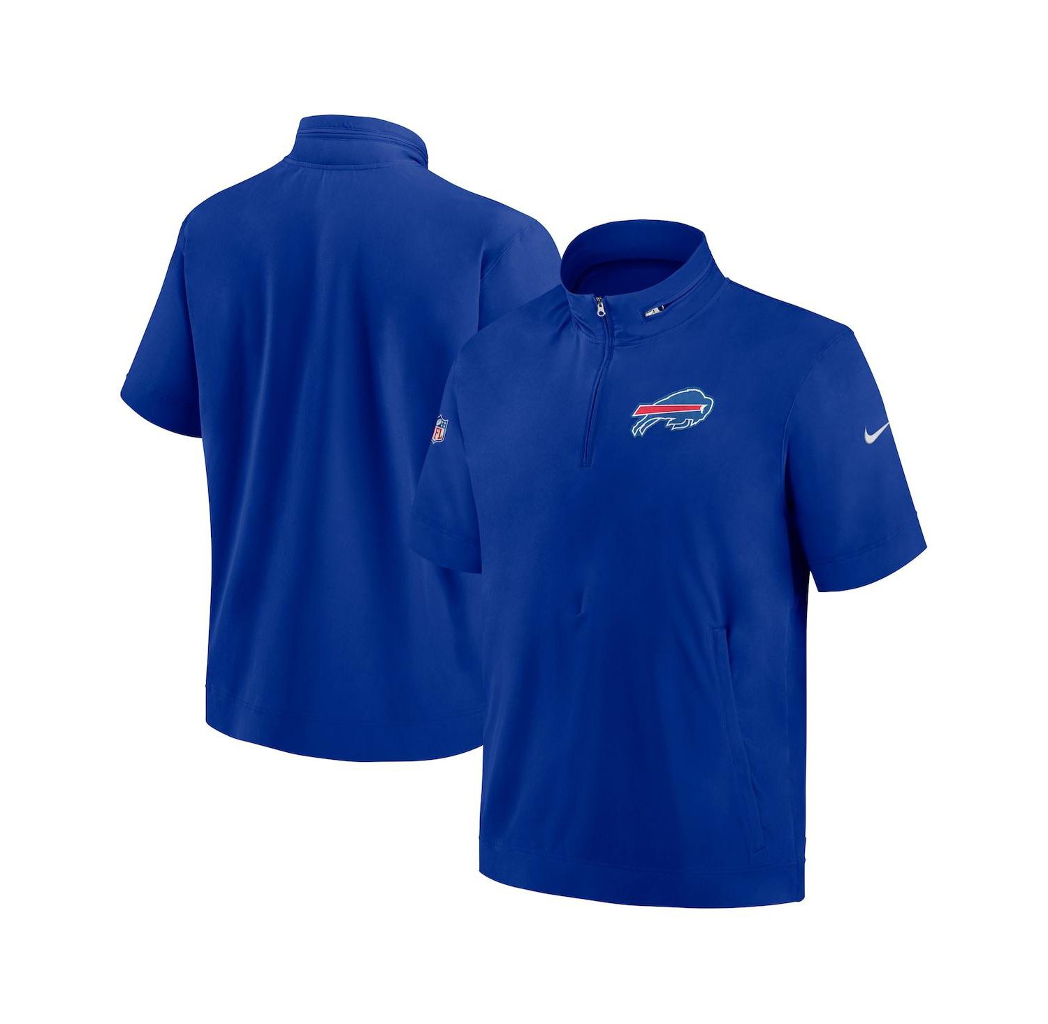 Men's Royal Buffalo Bills Sideline Coach Short Sleeve Hoodie Quarter-Zip Jacket