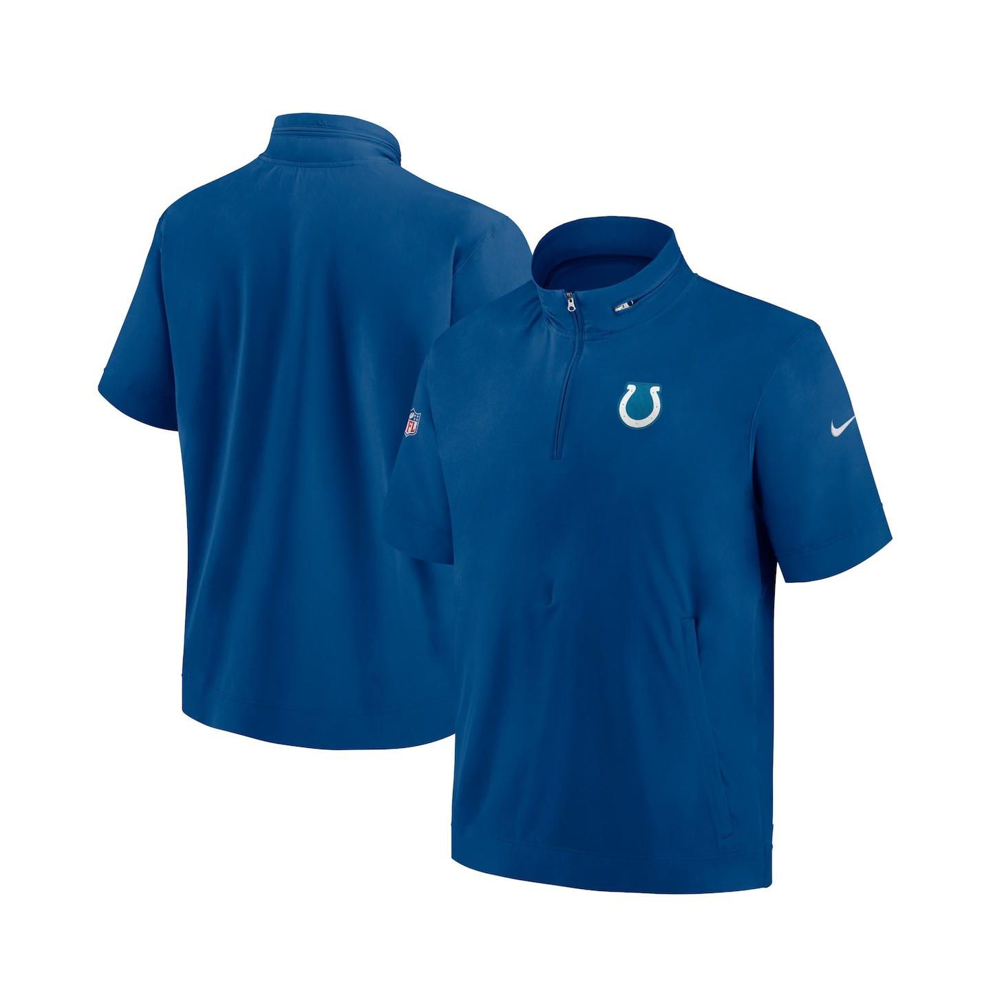 Мужская куртка Nike Royal Indianapolis Colts Sideline Coach Short Sleeve Quarter-Zip — фото 1
