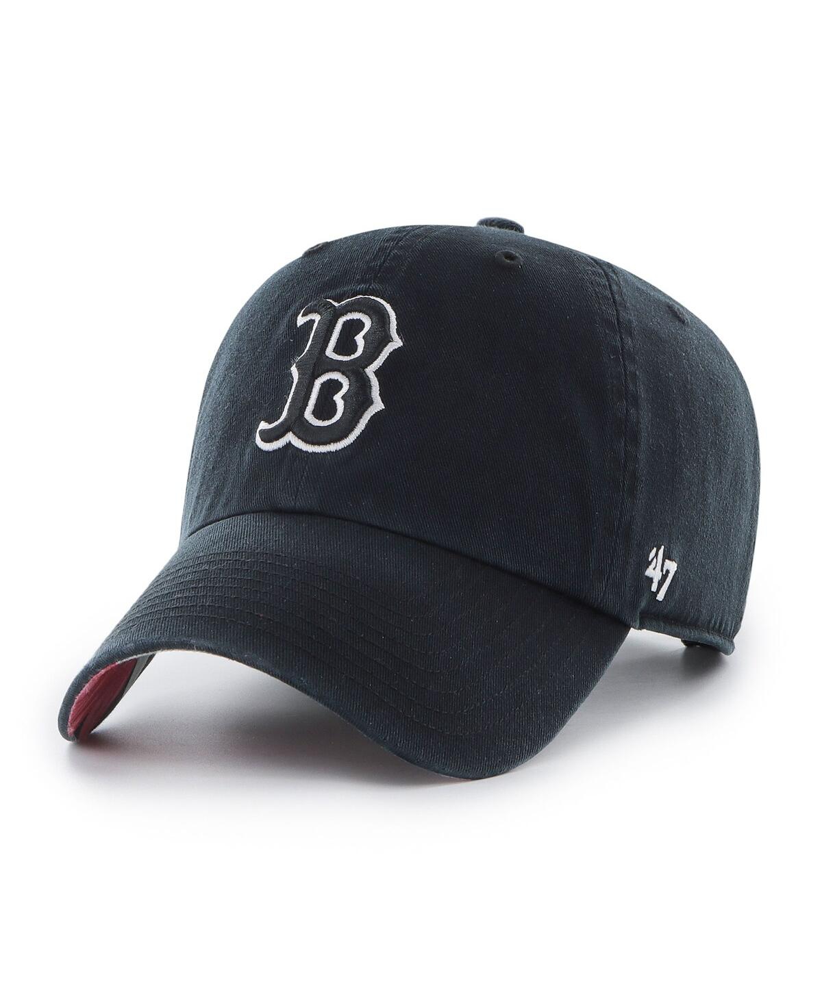 47 Brand Men's ' Black Boston Red Sox Dark Tropic Clean Up Adjustable Hat