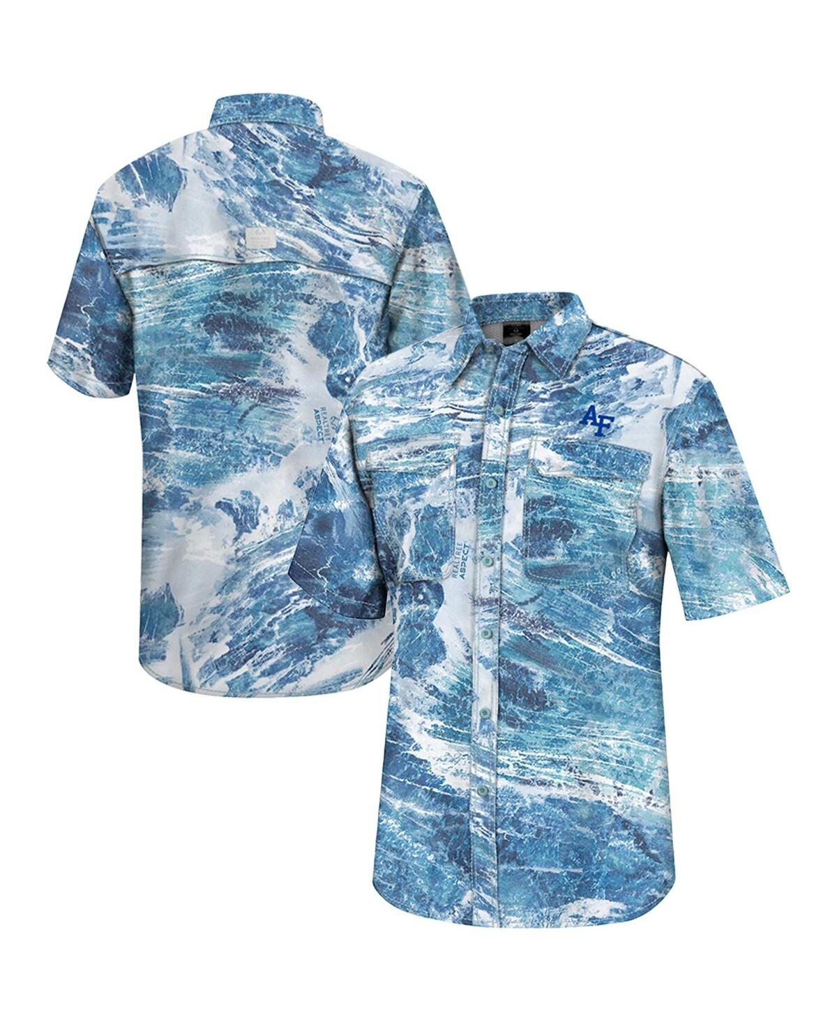 COLOSSEUM MEN'S COLOSSEUM BLUE AIR FORCE FALCONS REALTREE ASPECT CHARTER FULL-BUTTON FISHING SHIRT