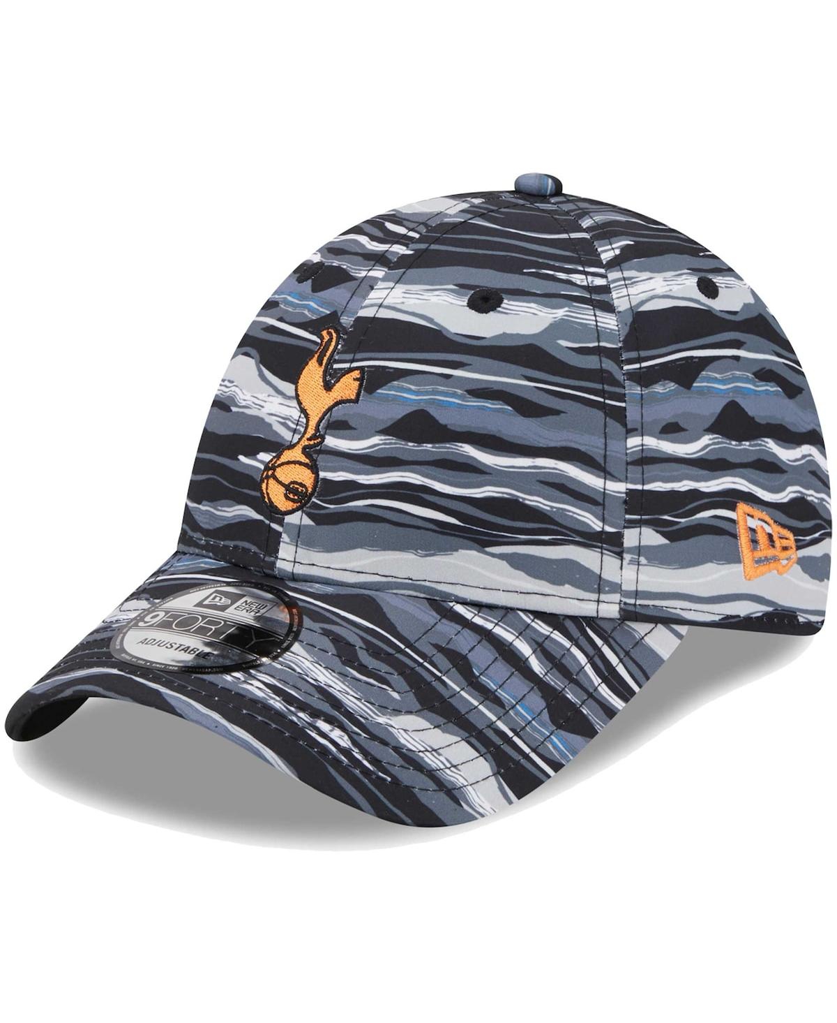 New Era Men's  Black Tottenham Hotspur Wave All Over Print 9forty Adjustable Hat In Black