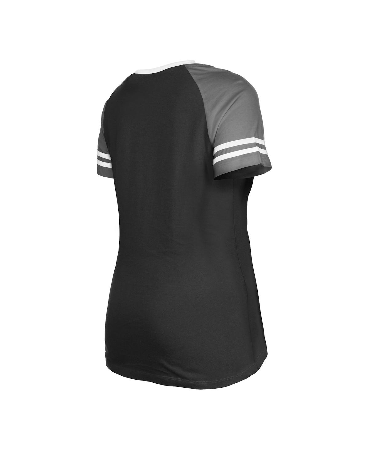 NEW ERA WOMEN'S NEW ERA BLACK LAS VEGAS RAIDERS RAGLAN LACE-UP T-SHIRT 